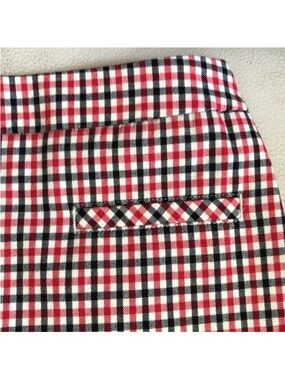 Talbots Red Black Gingham Plaid Twill Knee-Length High-Rise Pencil Skirt NWT 4P